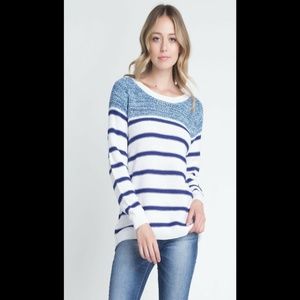 Long Sleeve Stripe Pattern Knit Sweater Casual Top